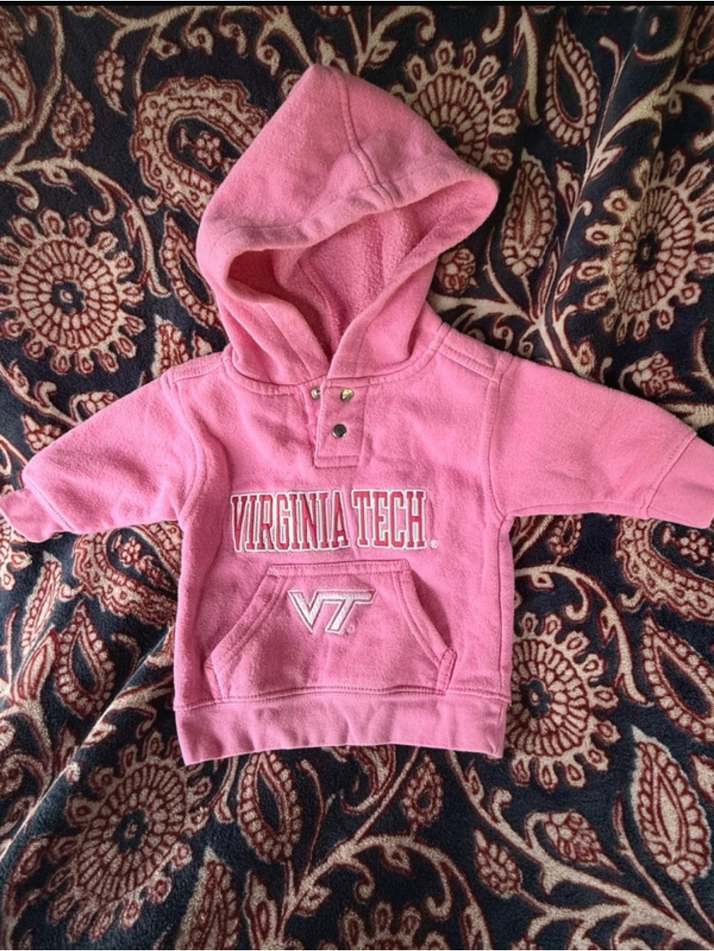 NCAA Virginia Tech Hokies Baby Girl Pink Fleece Hoodie 12M Outerstuff Sweatshirt